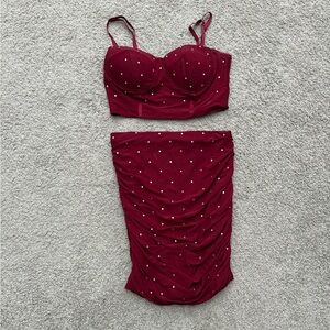 Elegant Burgundy Skirt Set